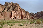 Petra - the sun of the sunset illuminates the magnificent Royal Tombs 